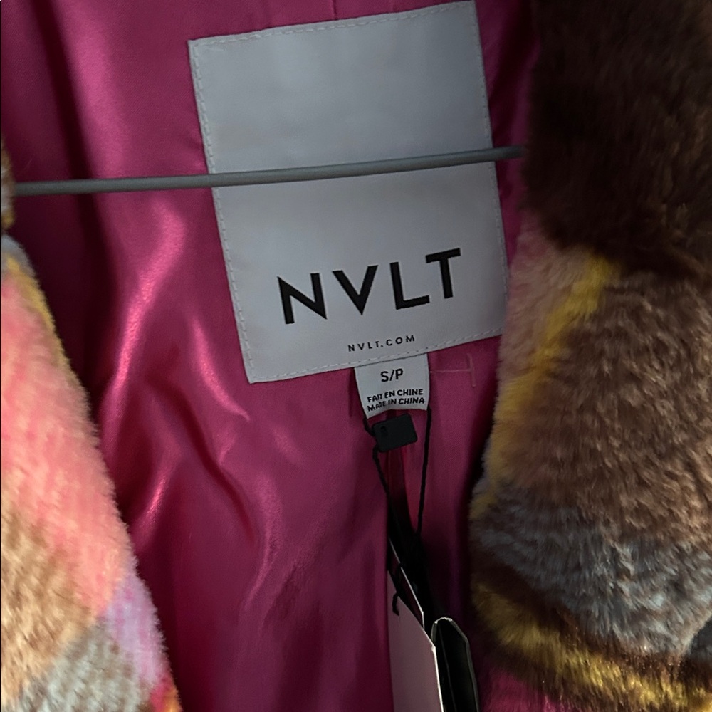 NVLT Multicolor Plaid Vegan Fur Teddy Jacket NWT - Picture 5 of 5